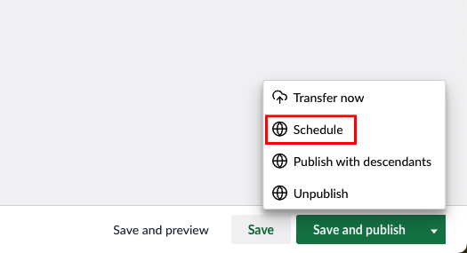 Scheduled publishing