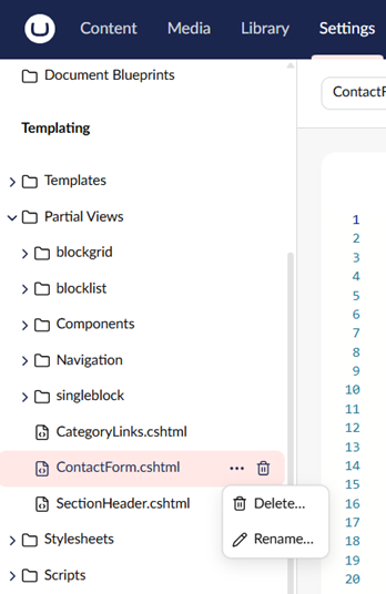 Removing partial views from the Backoffice