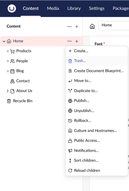 Removing Content from the Backoffice