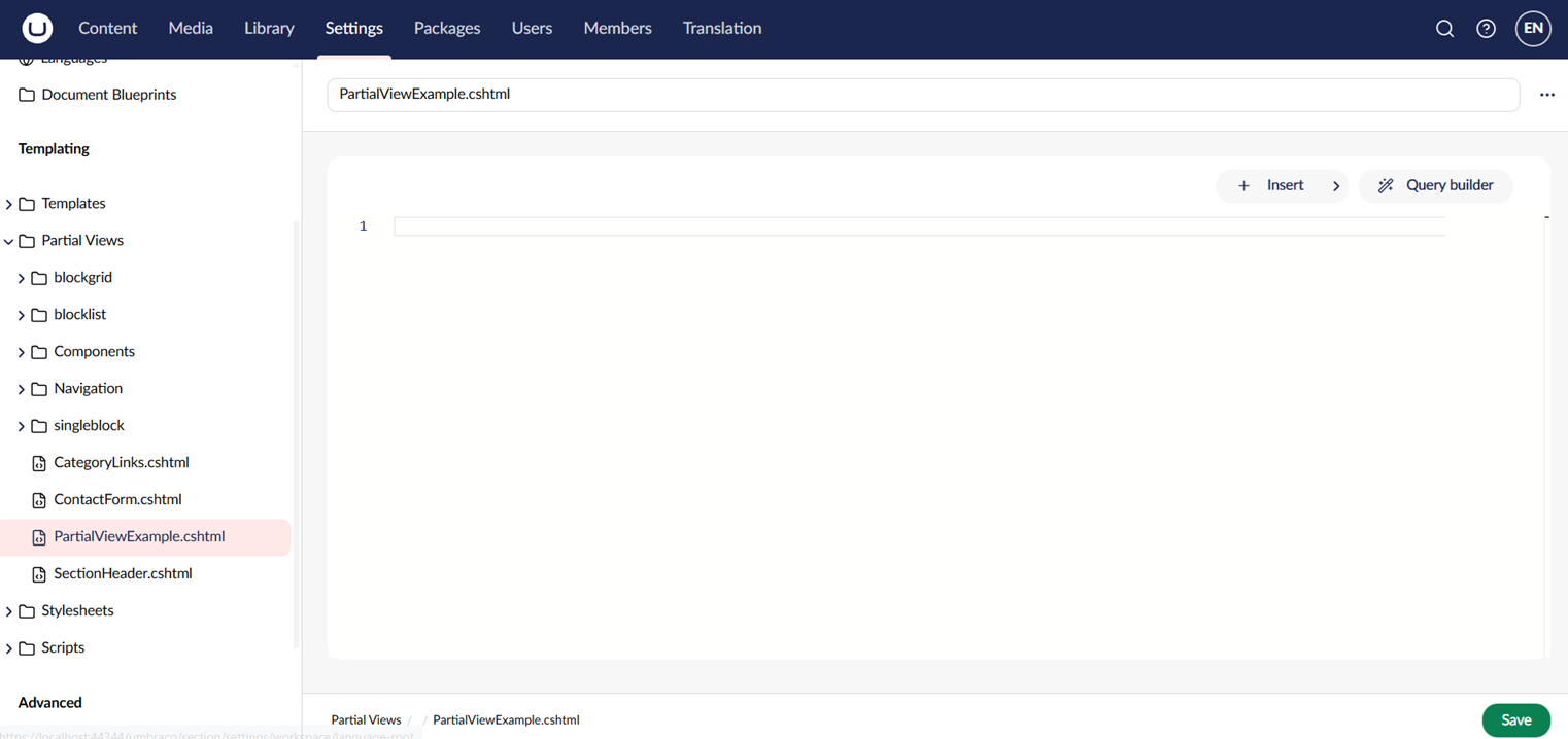 Created partial view