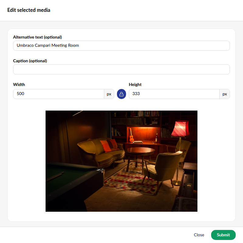 Inserting an Image from the Media Library